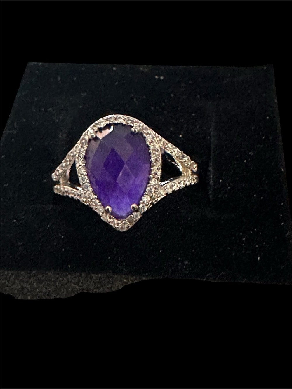 Bomb Party Amethyst Teardrop Halo Ring in Purple - Women's Fashion Jewelry